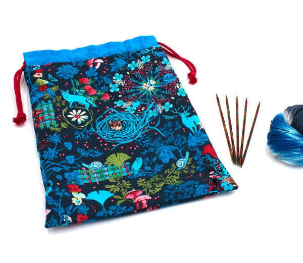 Projektbeutel/ Handarbeitsbeutel mit Kordel Waldliebe